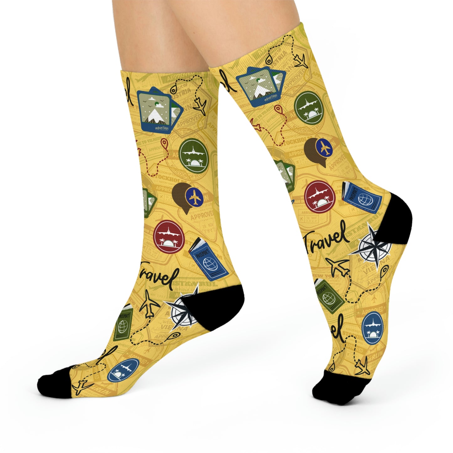 Travel Socks, Yellow Compass