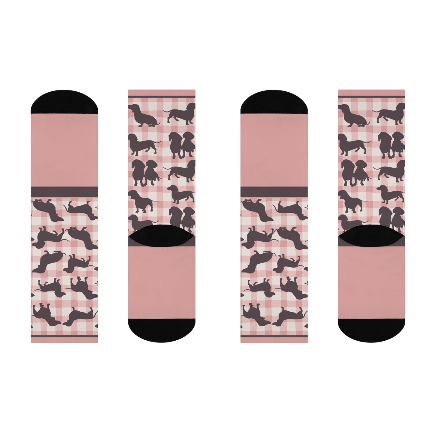 Dachshund Socks Gingham Unisex Adult Stretchy Mid Calf Original