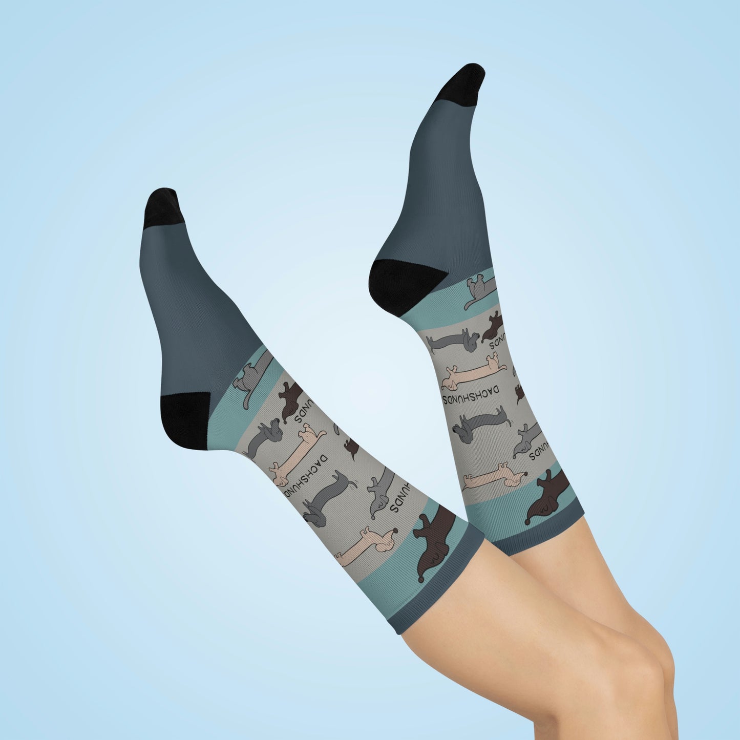 Dachshund Socks, Blue Griege