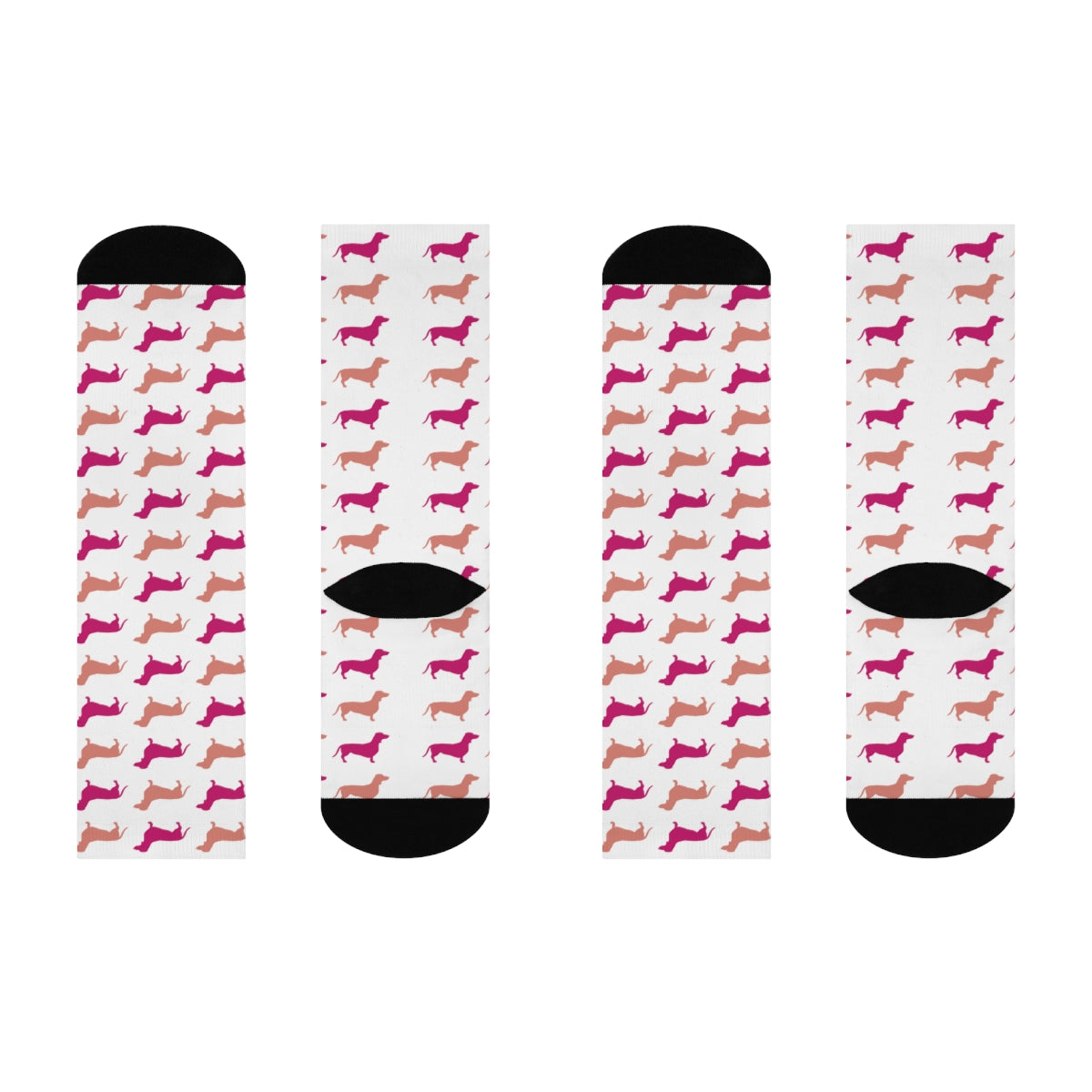 Dachshund Crew Socks! magenta and latte dachshund, great gift! modern, trendy, cute wiener dog socks! - The Dapper Dogg