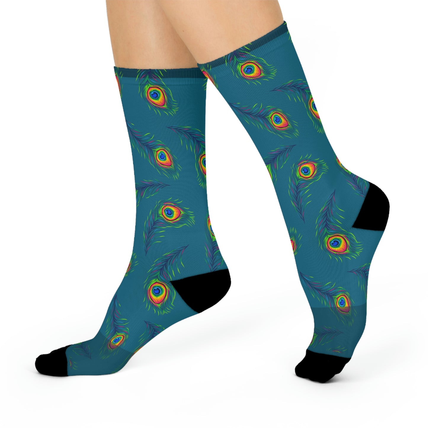 Peacock Socks Paisley Unisex Adult Stretchy Mid Calf Original