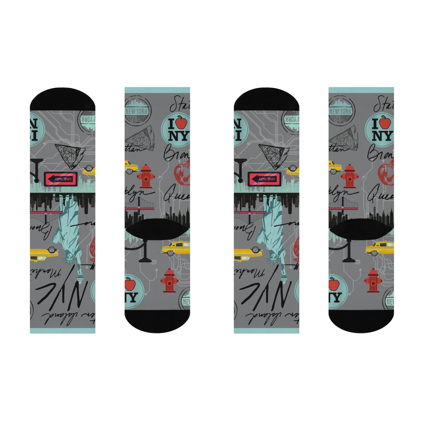 NYC Socks Aqua Map Lady Liberty Unisex Adult Stretchy