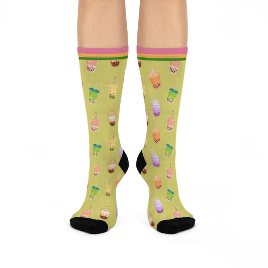 Bubble Tea Socks Boba Unisex Adult Stretchy Mid Calf Original