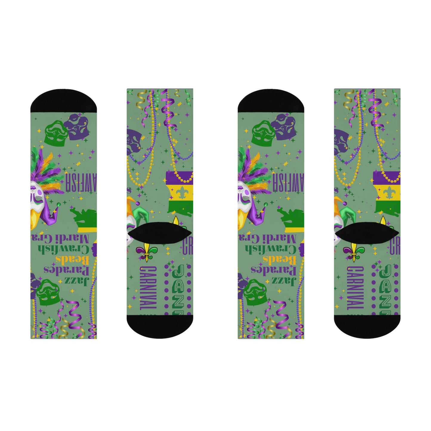 Mardi Gras Socks The Big Easy Unisex Adult Stretchy Mid Calf Original