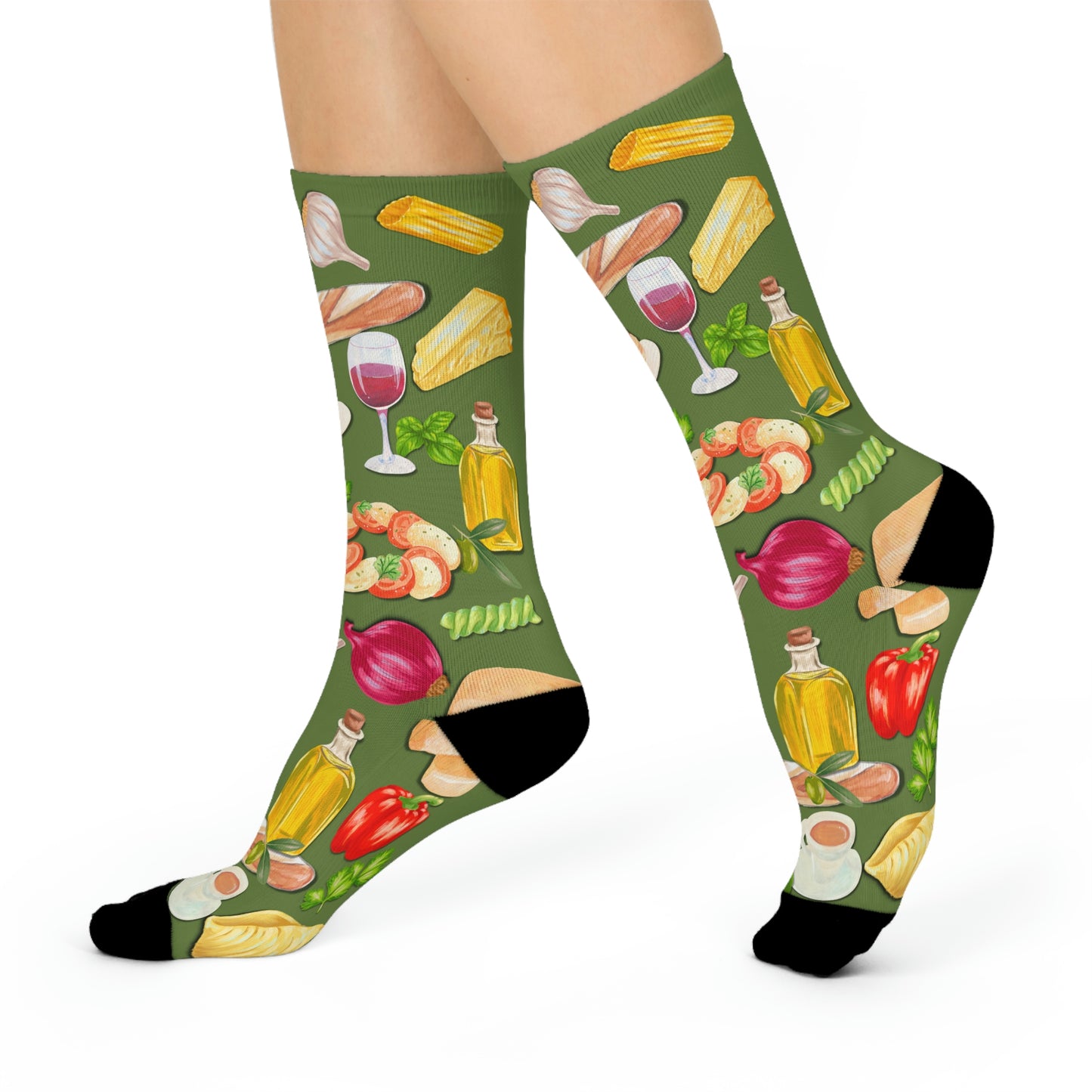 Italian Food Socks Mama Mia Unisex Adult Stretchy Mid Calf Original