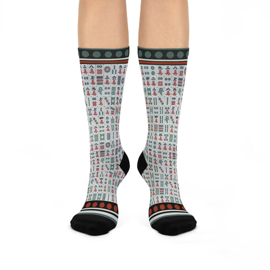 Mahjong Tiles Crew Socks Colorful Unisex Original