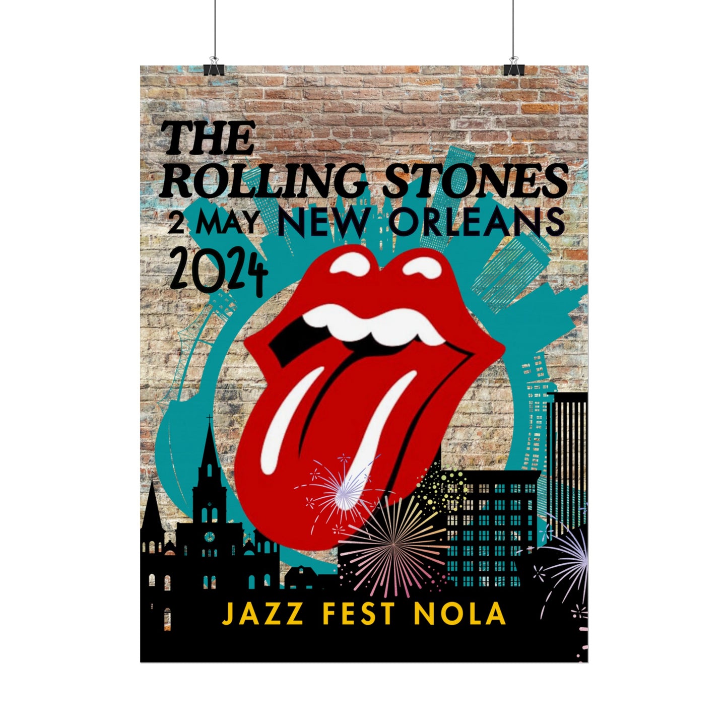 The Rolling Stones Concert Poster Jazz Fest NOLA 16x20 18x24 2 Finishes