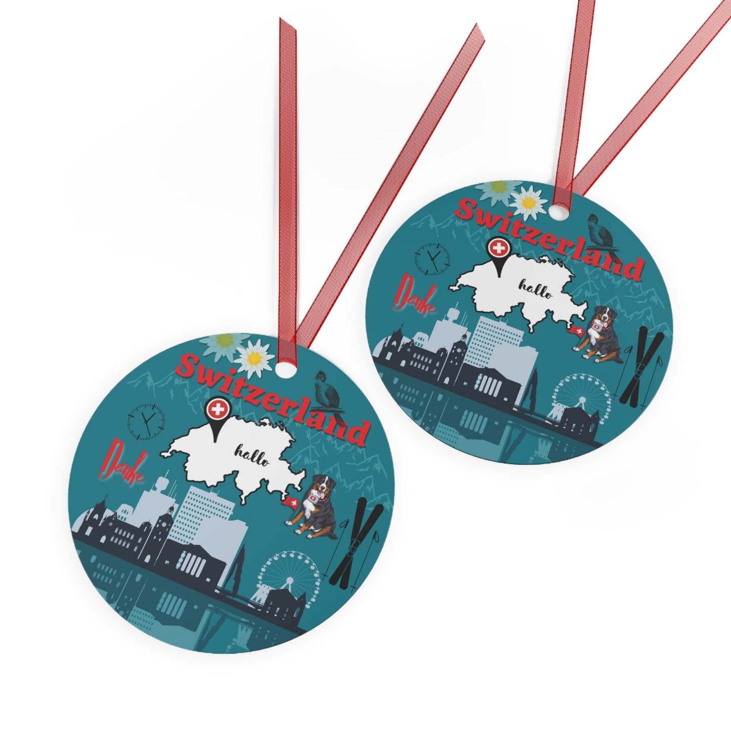 Switzerland Ornament | Travel-Inspired Souvenir, Keepsake Gift | Swiss Alps