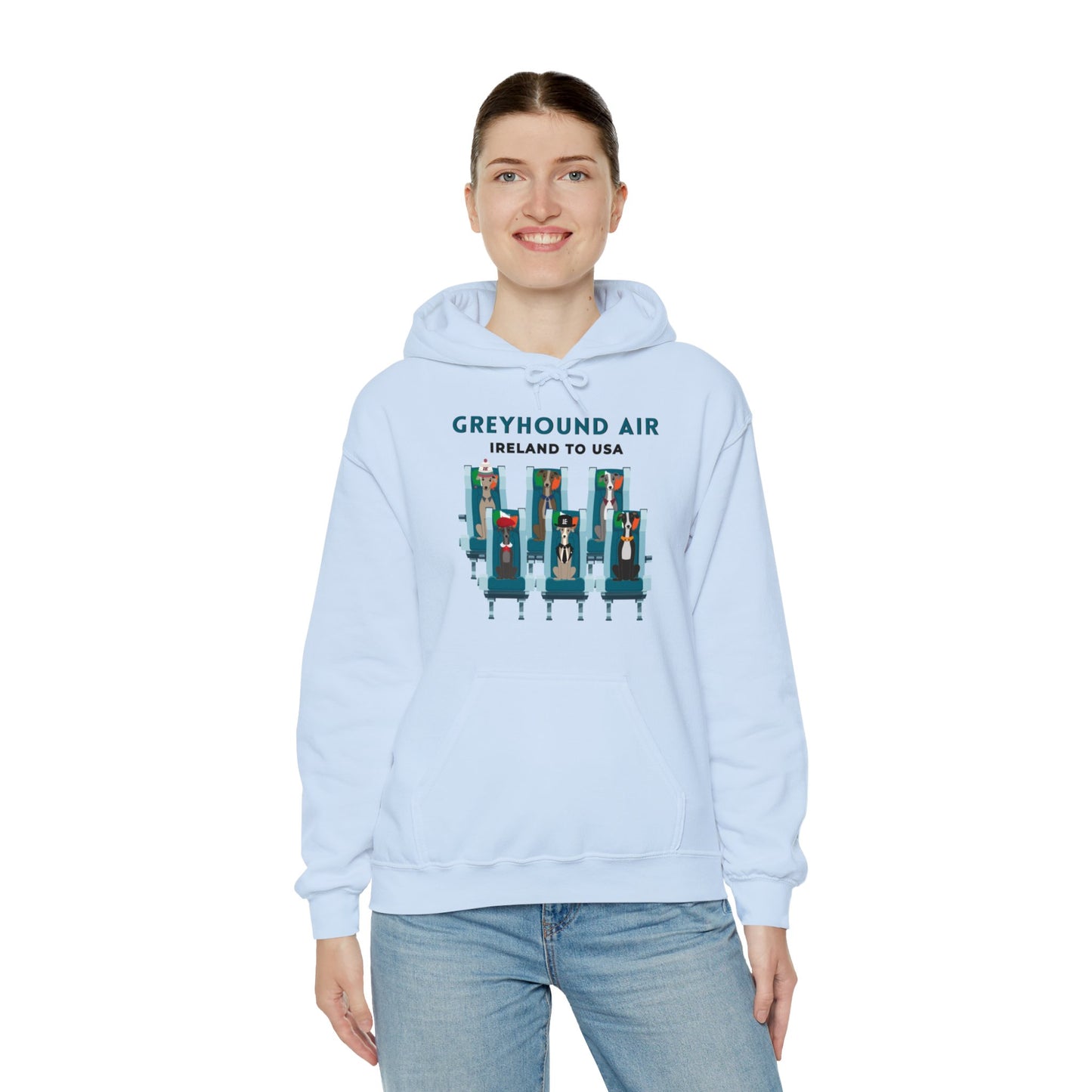 Greyhound Air Hooded Sweatshirt, Ireland to USA Classic Fit, Original Design, Unisex