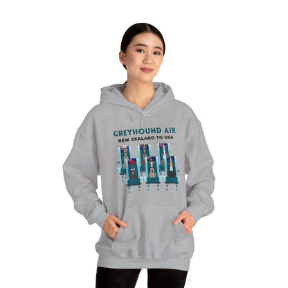 Greyhound Air Hooded Sweatshirt, New Zealand to USA Classic Fit, Original Design, Unisex