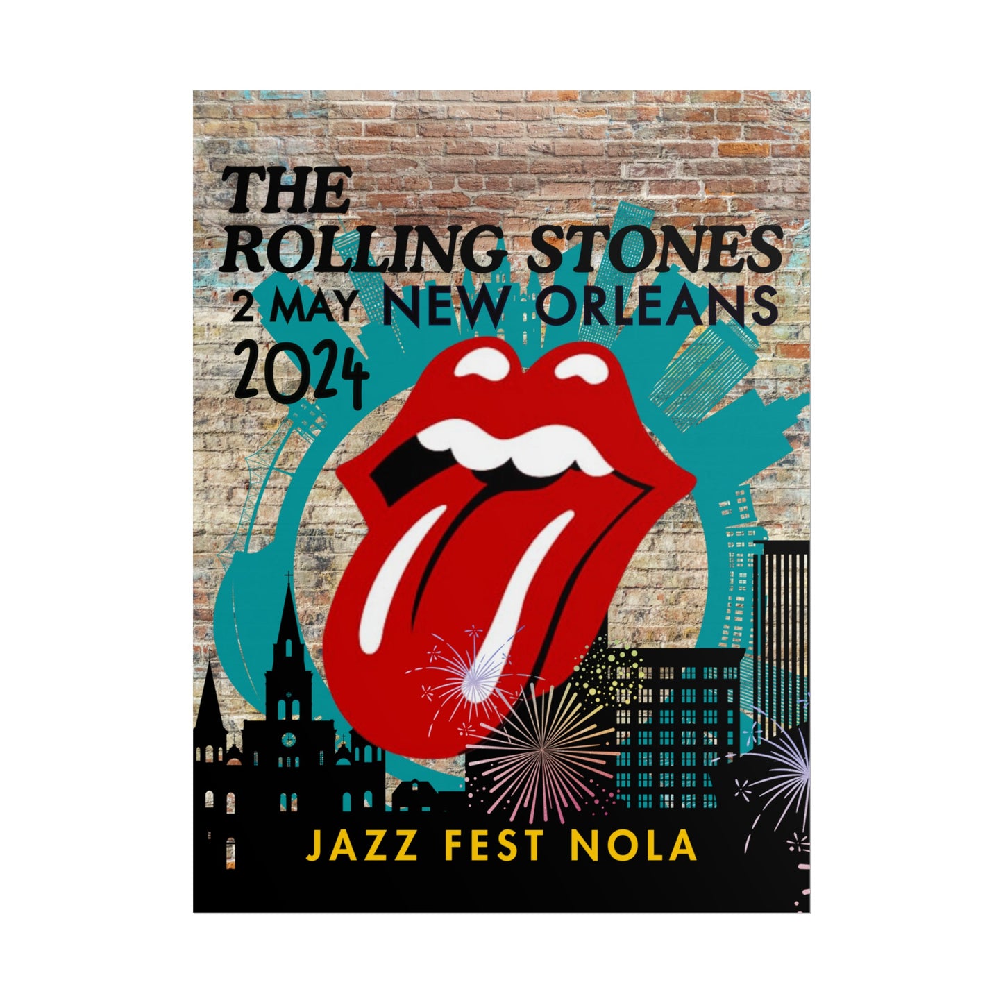 The Rolling Stones Concert Poster Jazz Fest NOLA 16x20 18x24 2 Finishes