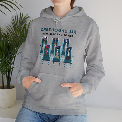 Greyhound Air Hooded Sweatshirt, New Zealand to USA Classic Fit, Original Design, Unisex