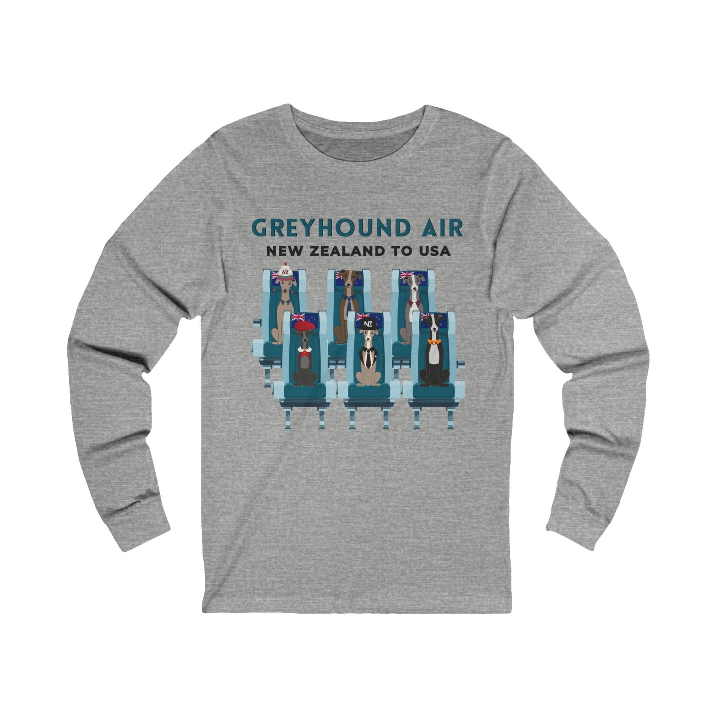 Greyhound Air Long-Sleeve Shirt New Zealand to USA Benefits Greyhound Rescue