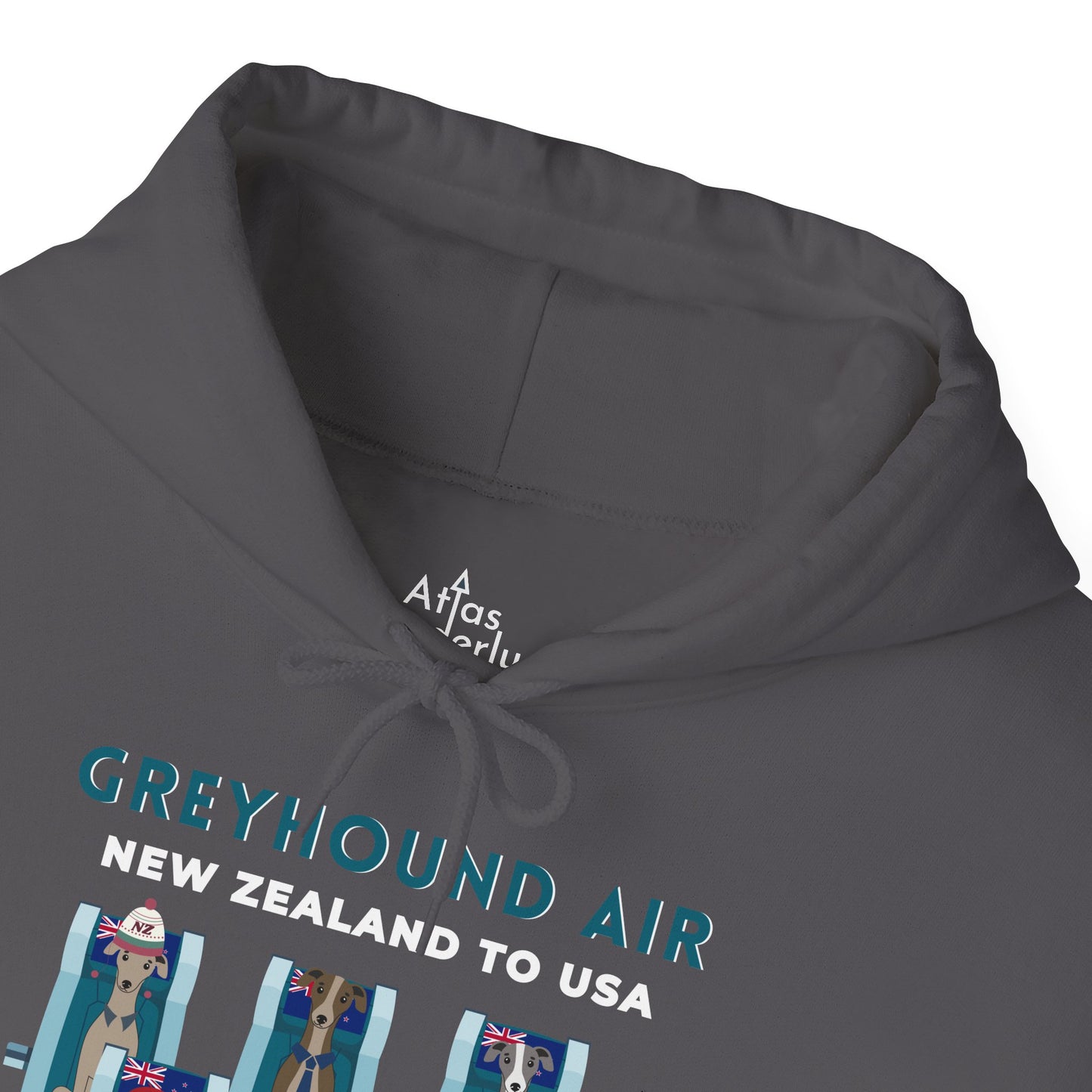 Greyhound Air Hooded Sweatshirt, New Zealand to USA Classic Fit, Original Design, Unisex