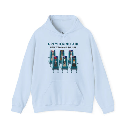 Greyhound Air Hooded Sweatshirt, New Zealand to USA Classic Fit, Original Design, Unisex