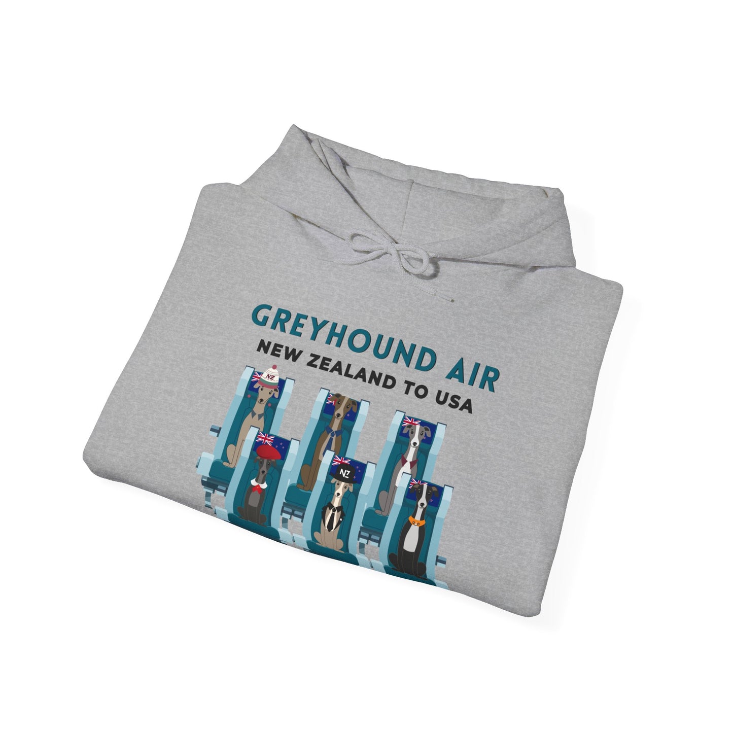 Greyhound Air Hooded Sweatshirt, New Zealand to USA Classic Fit, Original Design, Unisex