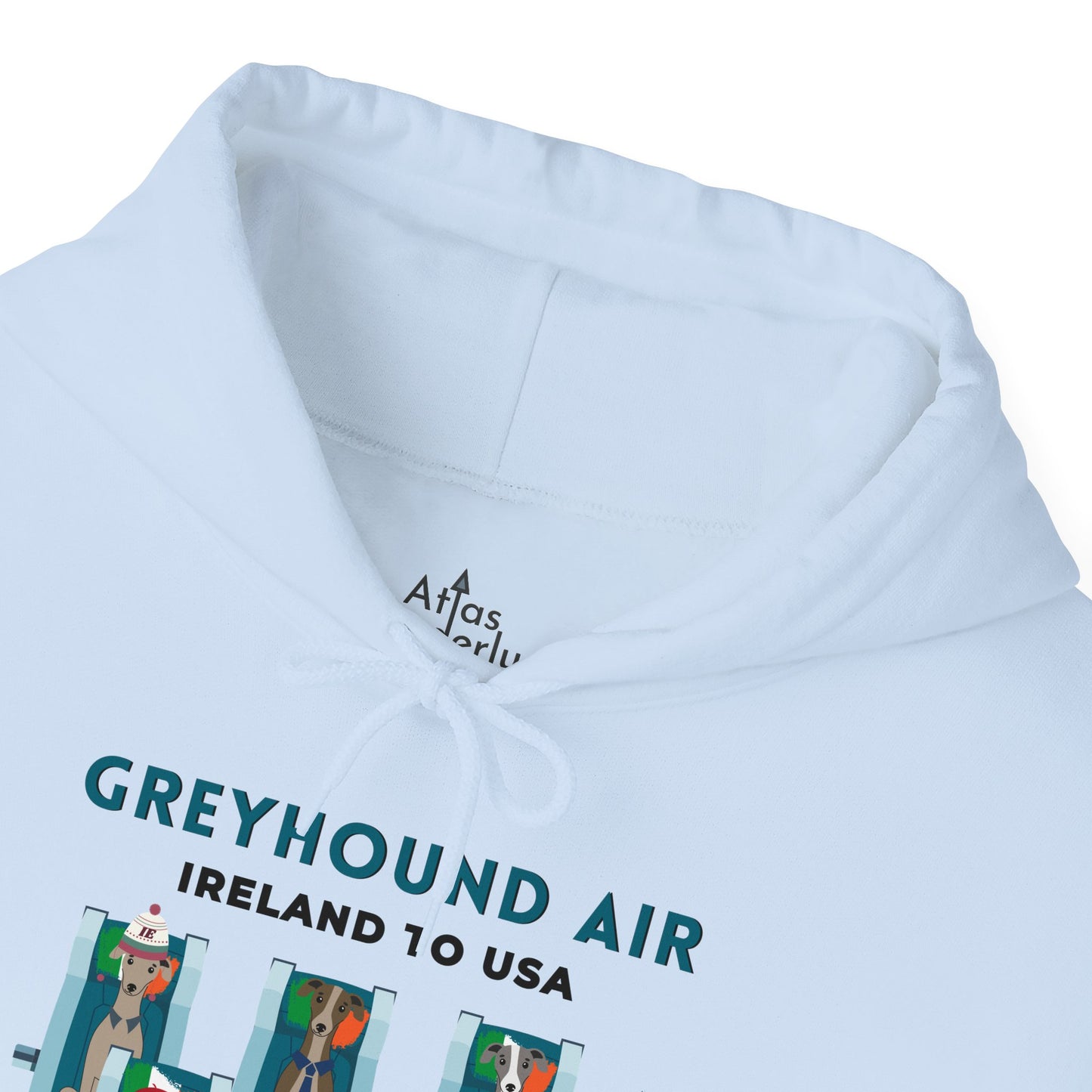 Greyhound Air Hooded Sweatshirt, Ireland to USA Classic Fit, Original Design, Unisex