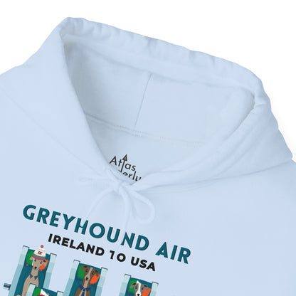 Greyhound Air Hooded Sweatshirt, Ireland to USA Classic Fit, Original Design, Unisex