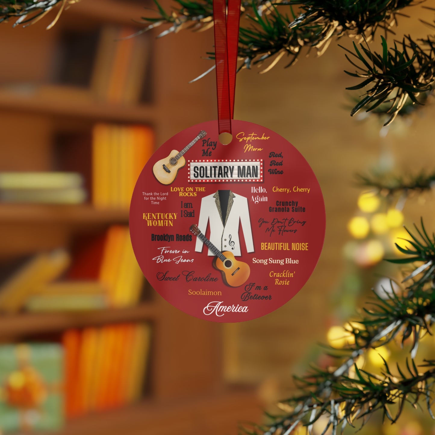 Solitary Man Ornament | Beaded Jacket Guitar Fan Gift | Tribute Keepsake