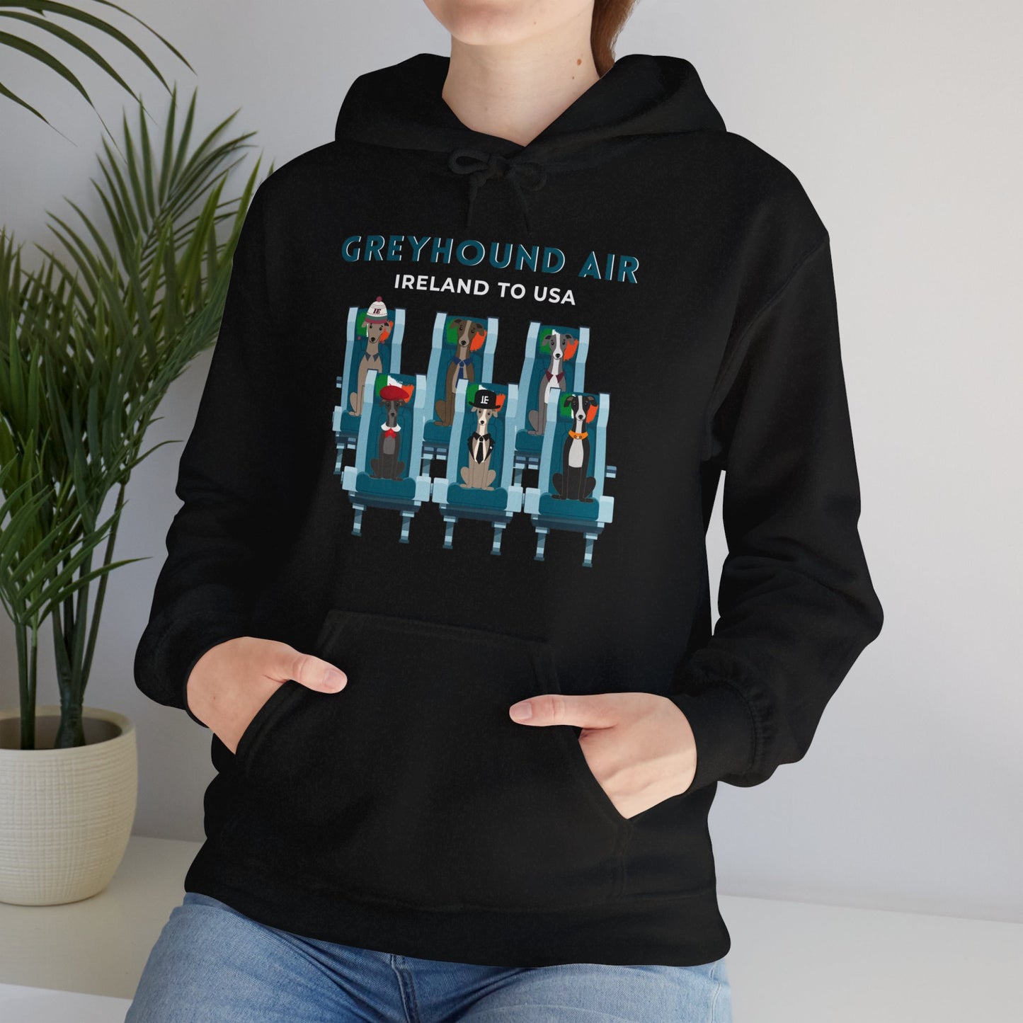 Greyhound Air Hooded Sweatshirt, Ireland to USA Classic Fit, Original Design, Unisex