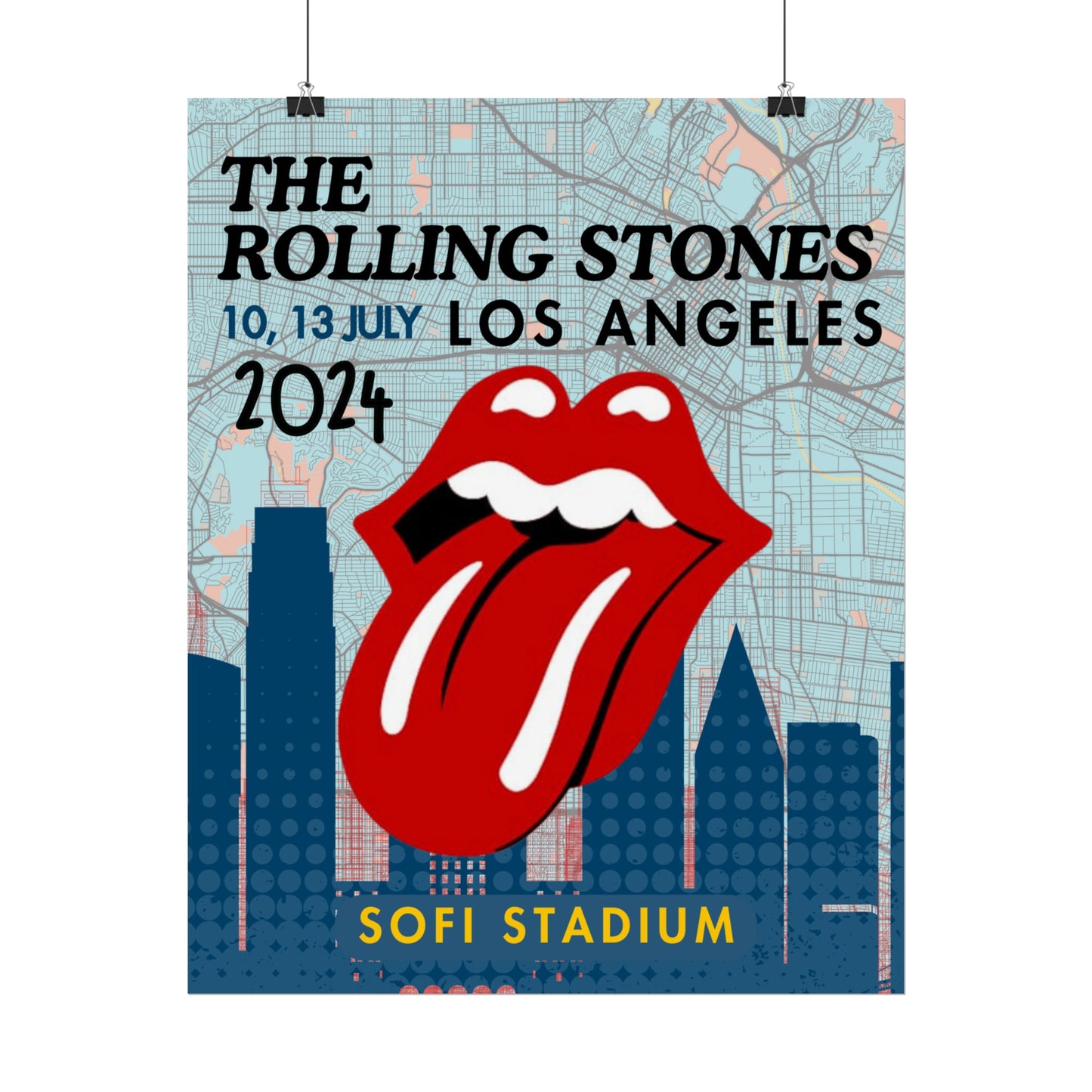 The Rolling Stones Concert Poster LA SoFi Stadium 16x20 18x24 2 Finishes