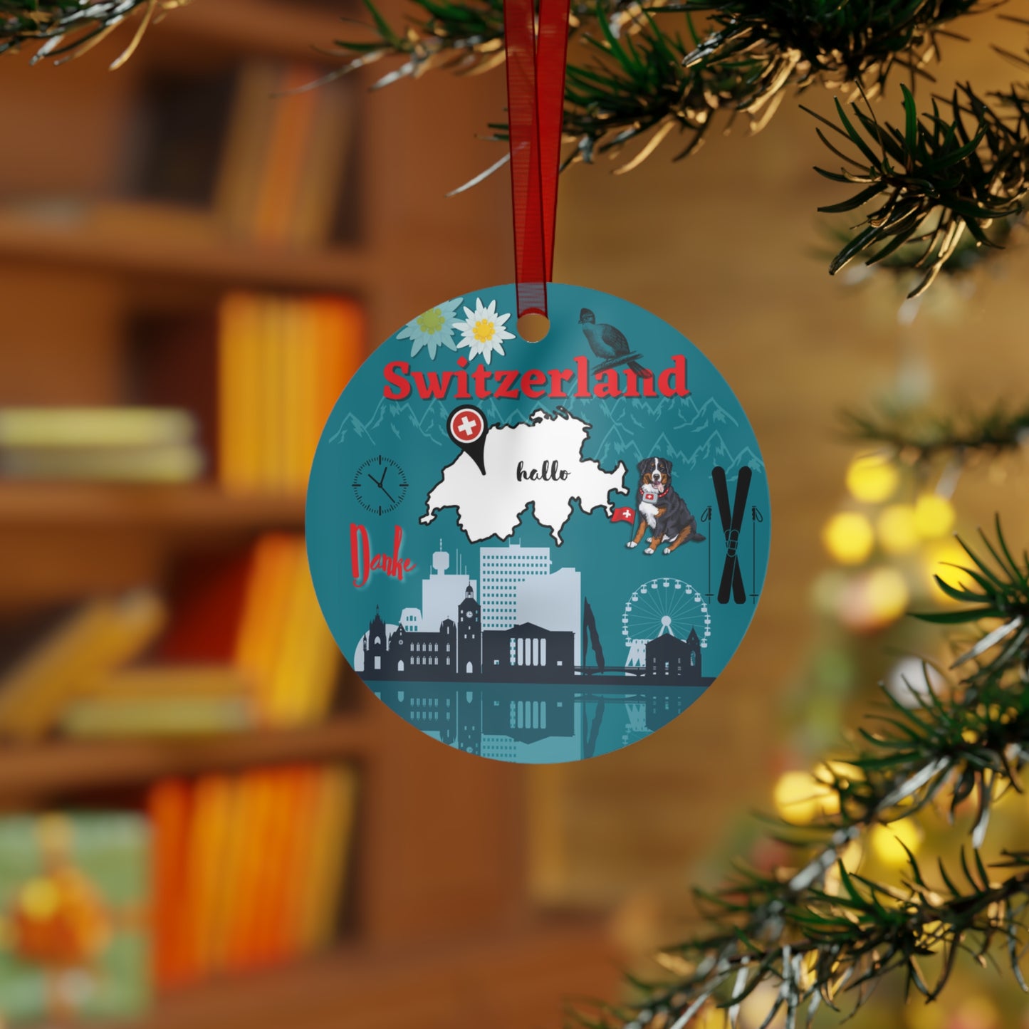 Switzerland Ornament | Travel-Inspired Souvenir, Keepsake Gift | Swiss Alps