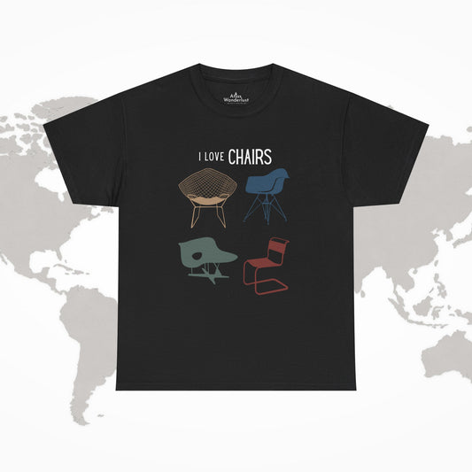 I Love Chairs T-Shirt, MCM Furniture Tee Iconic Designs