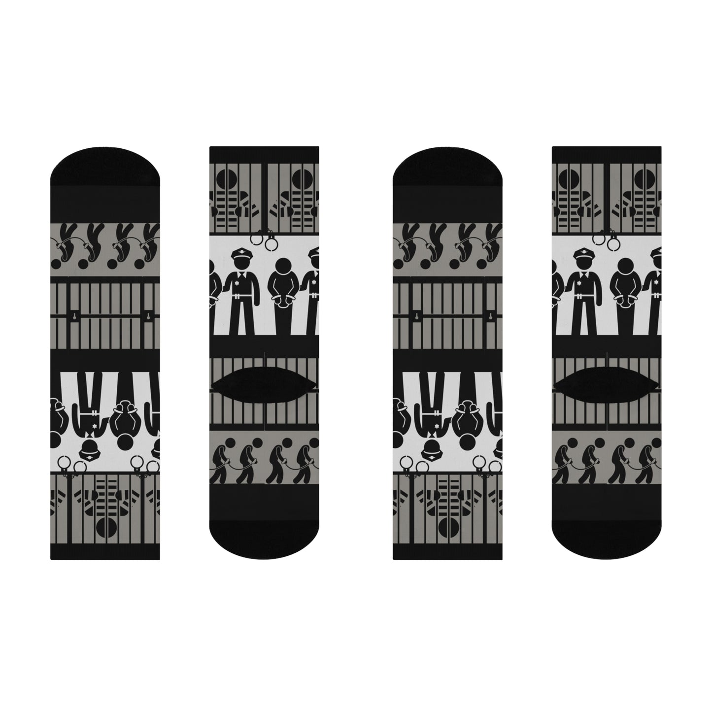 Criminal Socks | Unisex, One Size, Mid-Calf, Crew | Stretchy, Comfortable | Lawyer Police Law Arrest Behind Bars