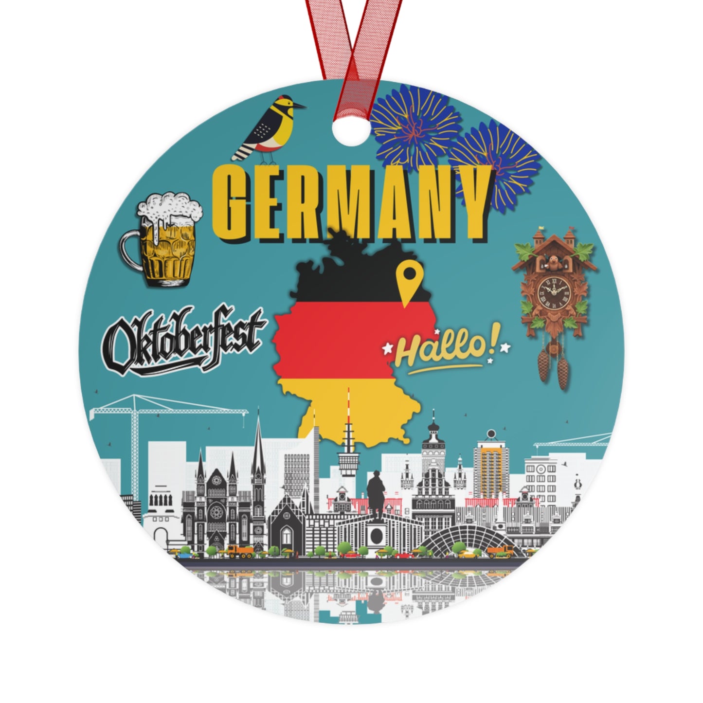 Germany Metal Ornament, Travel Souvenir, Keepsake, Deutschland Modern Gift