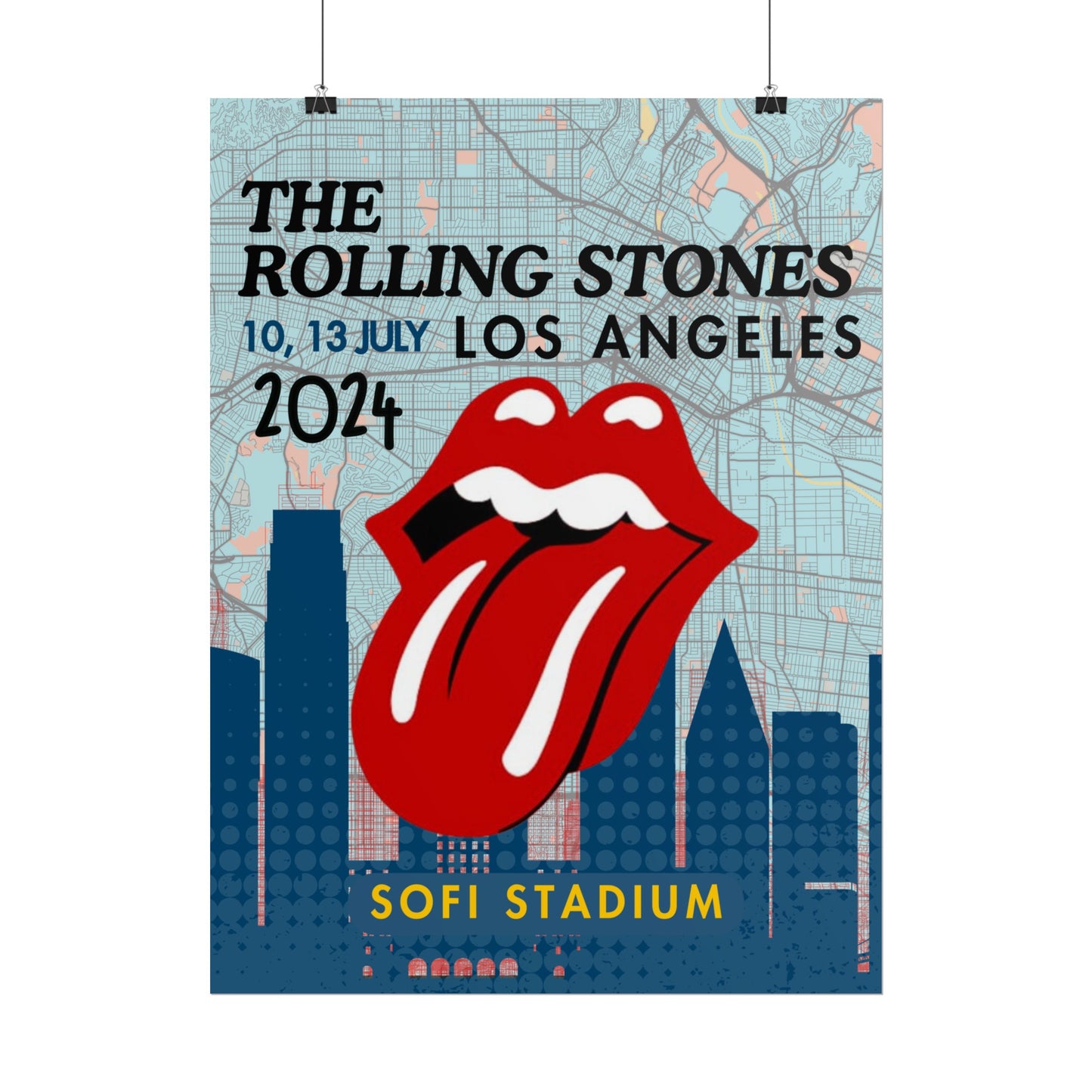 The Rolling Stones Concert Poster LA SoFi Stadium 16x20 18x24 2 Finishes