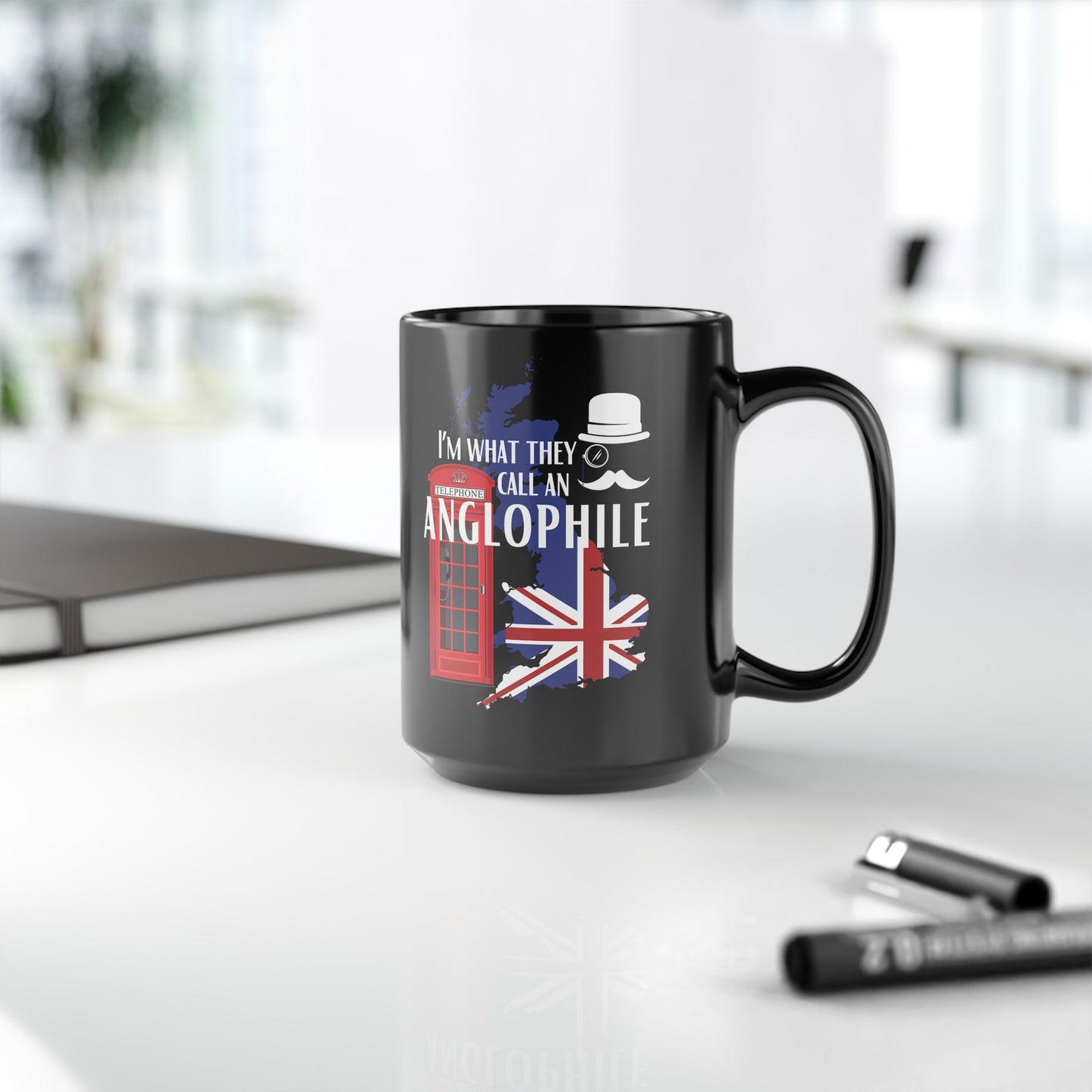 Anglophile Coffee Mug  England Lovers 15 oz Ceramic Modern Original