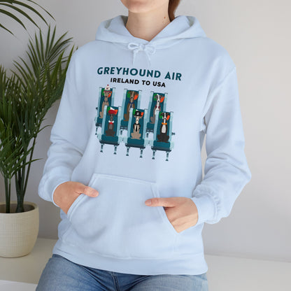 Greyhound Air Hooded Sweatshirt, Ireland to USA Classic Fit, Original Design, Unisex