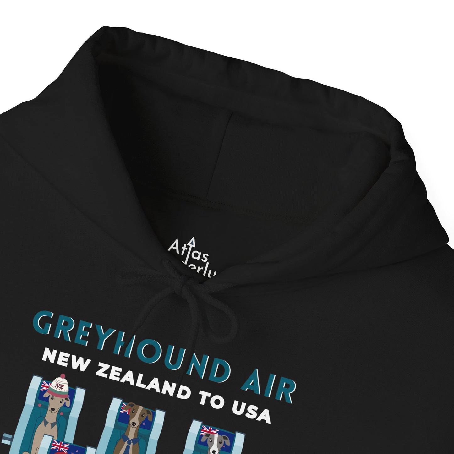 Greyhound Air Hooded Sweatshirt, New Zealand to USA Classic Fit, Original Design, Unisex