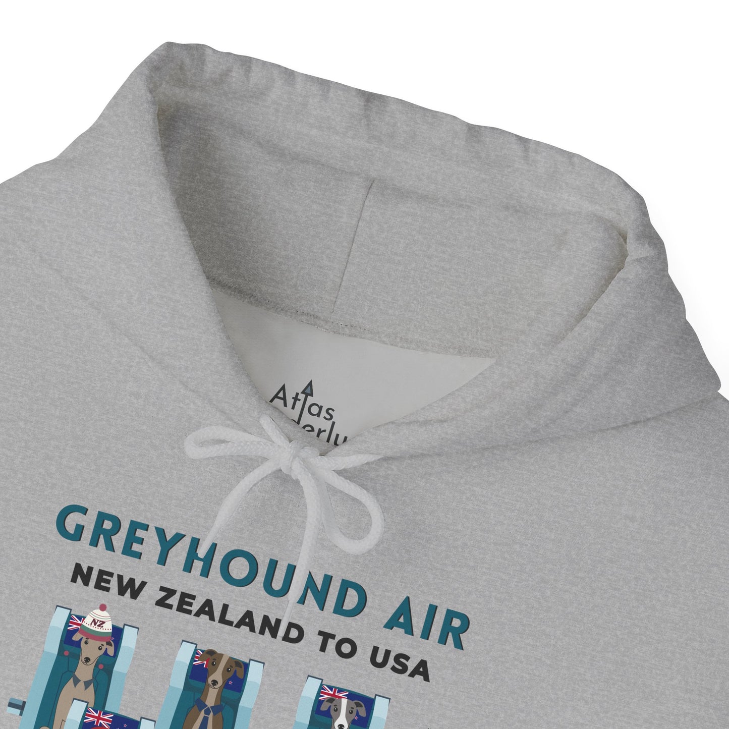 Greyhound Air Hooded Sweatshirt, New Zealand to USA Classic Fit, Original Design, Unisex