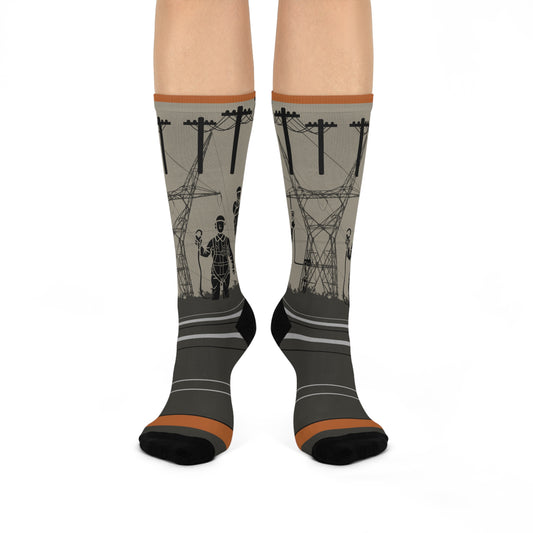 Electrician Socks Power Lines Unisex Adult Stretchy Mid Calf Original