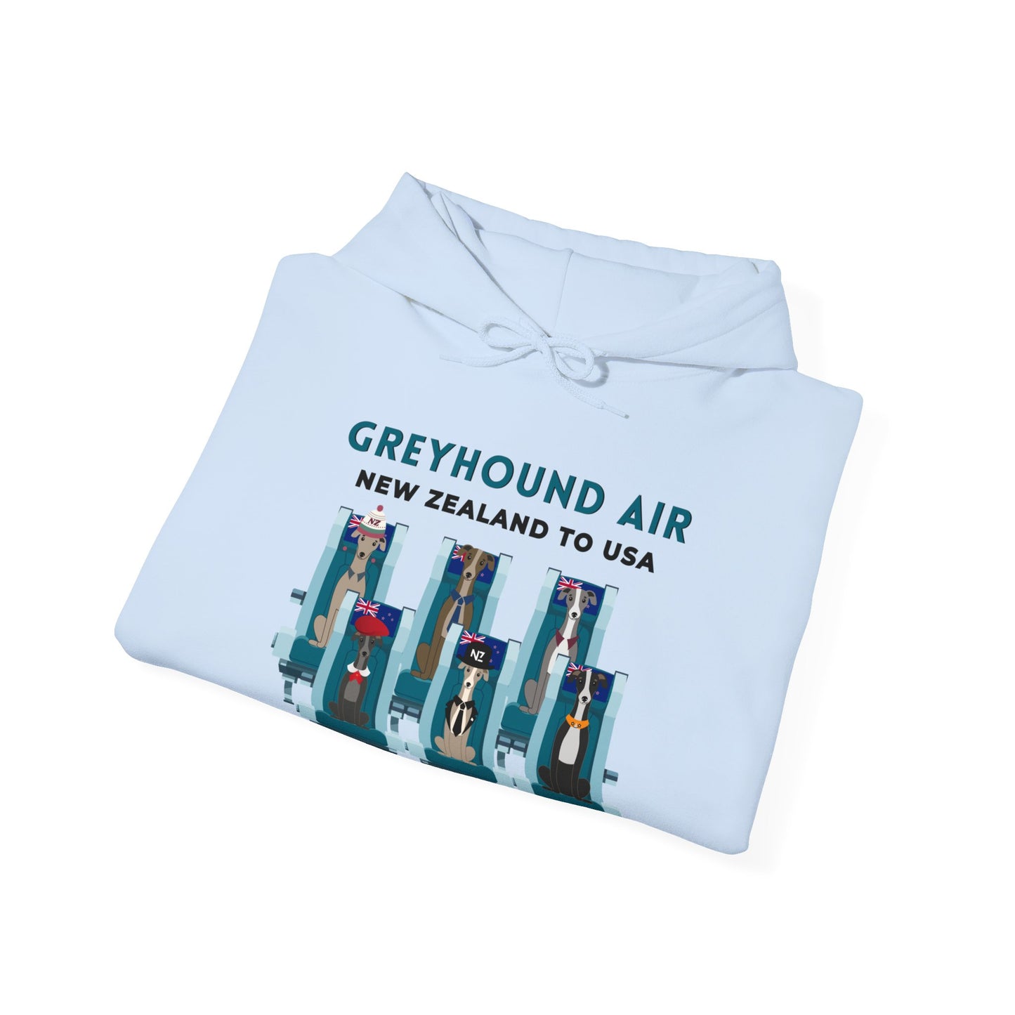 Greyhound Air Hooded Sweatshirt, New Zealand to USA Classic Fit, Original Design, Unisex