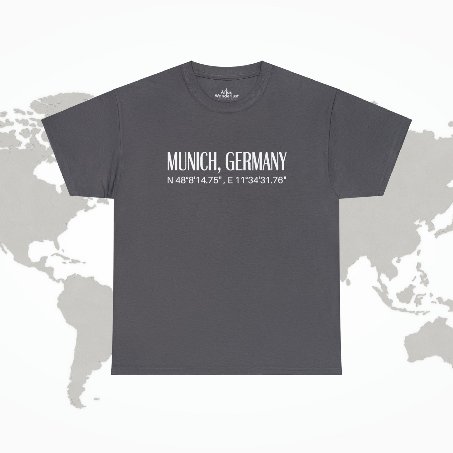 Munich Germany Coordinates T-Shirt, Modern Travel Tee