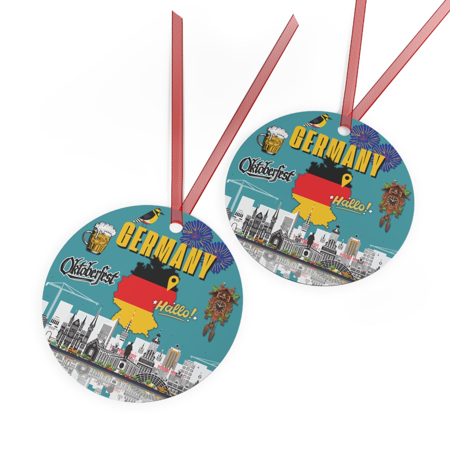 Germany Metal Ornament, Travel Souvenir, Keepsake, Deutschland Modern Gift