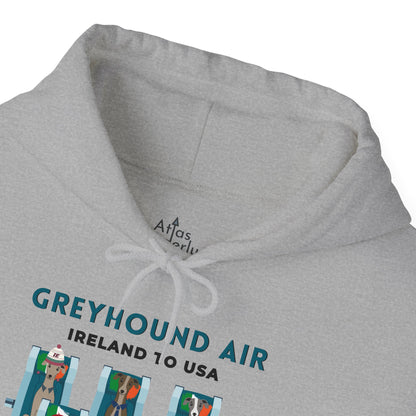 Greyhound Air Hooded Sweatshirt, Ireland to USA Classic Fit, Original Design, Unisex