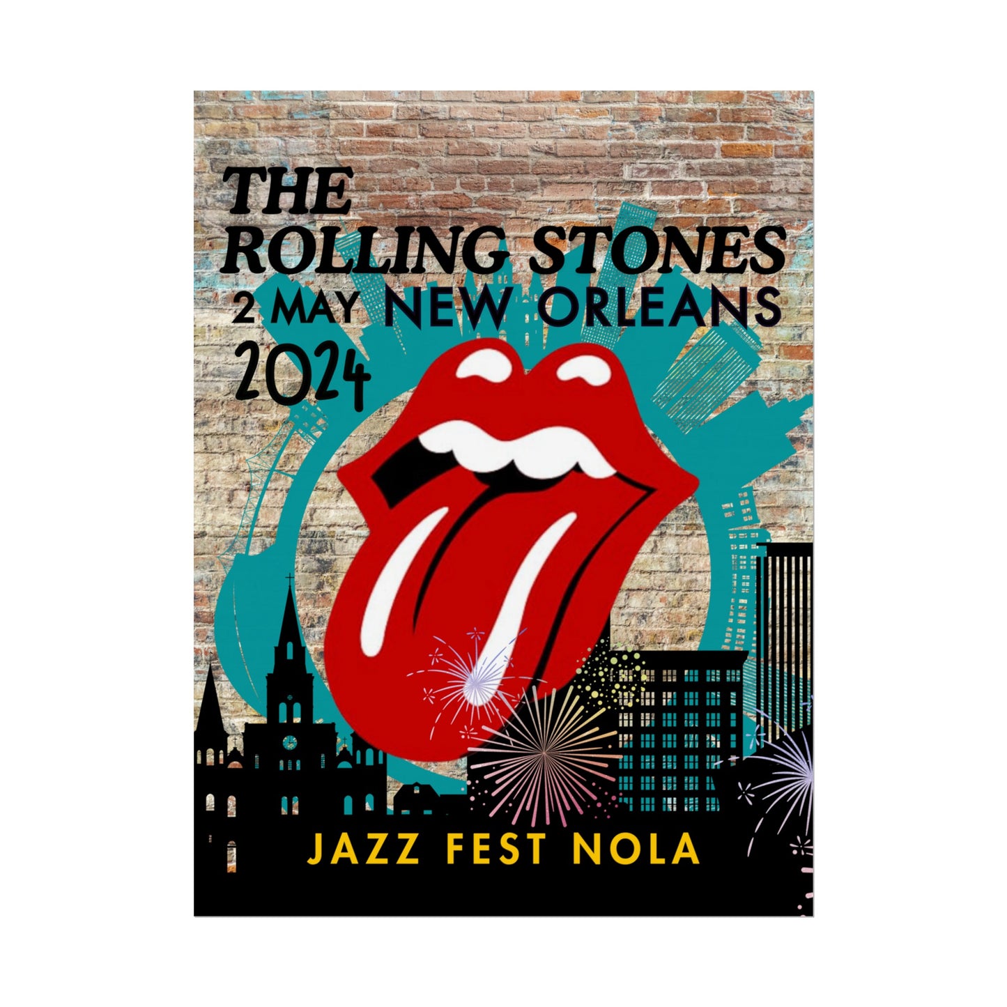 The Rolling Stones Concert Poster Jazz Fest NOLA 16x20 18x24 2 Finishes