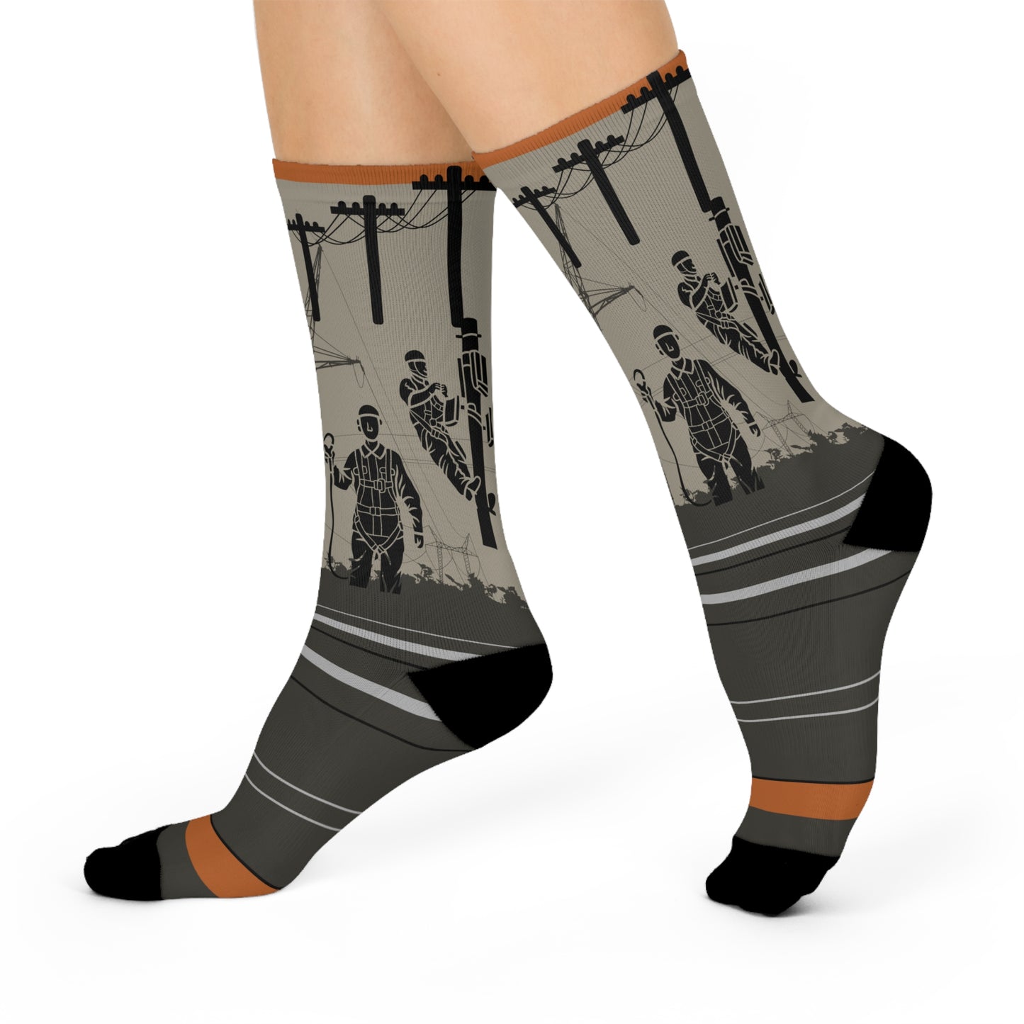Electrician Socks Power Lines Unisex Adult Stretchy Mid Calf Original
