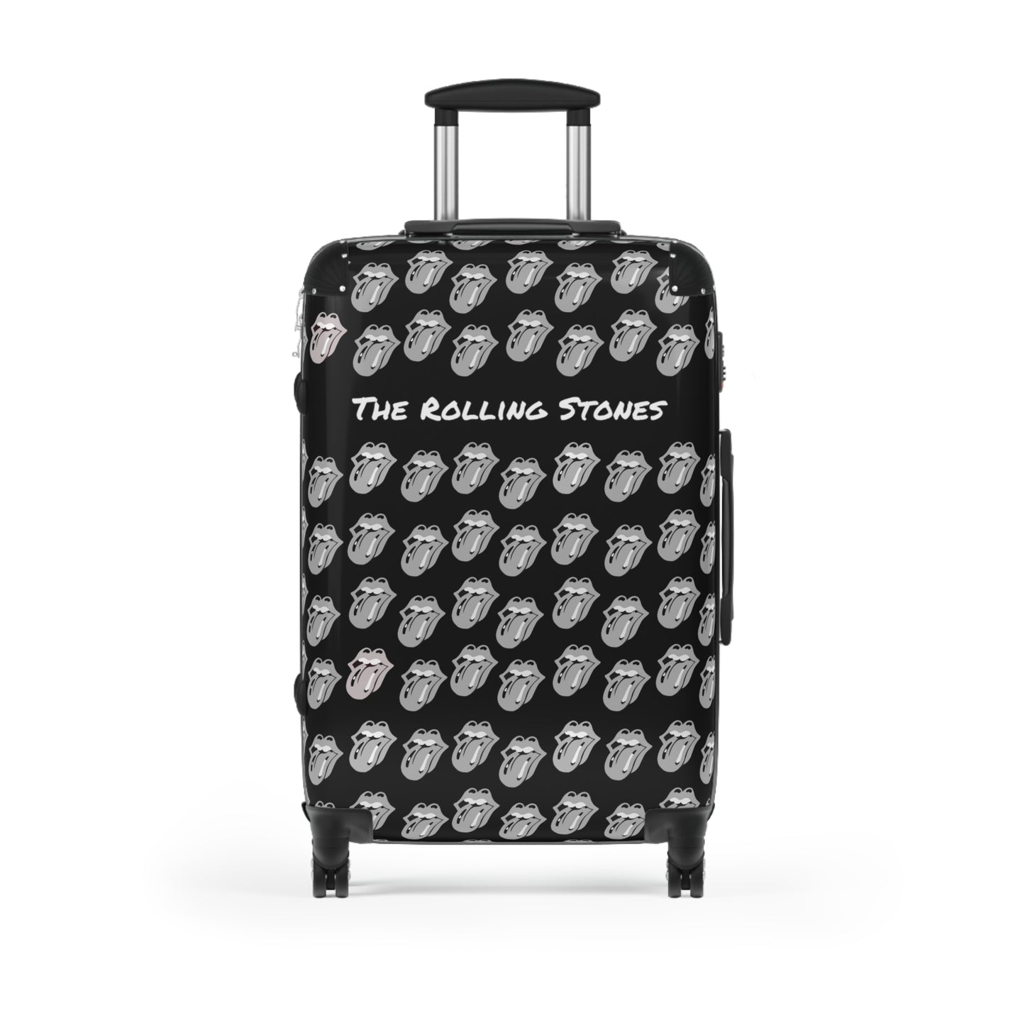 Rolling Stones suitcase back background modern logo tongues in white gray