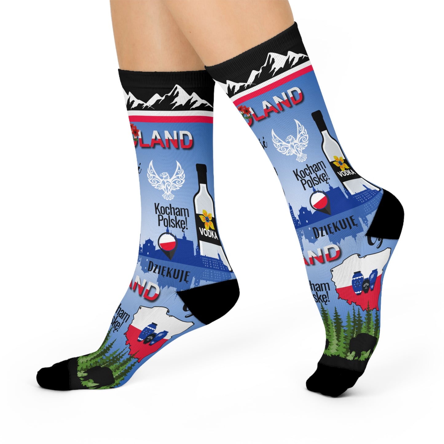 Poland Socks Vodka Pottery Map Mountains Trees Unisex
