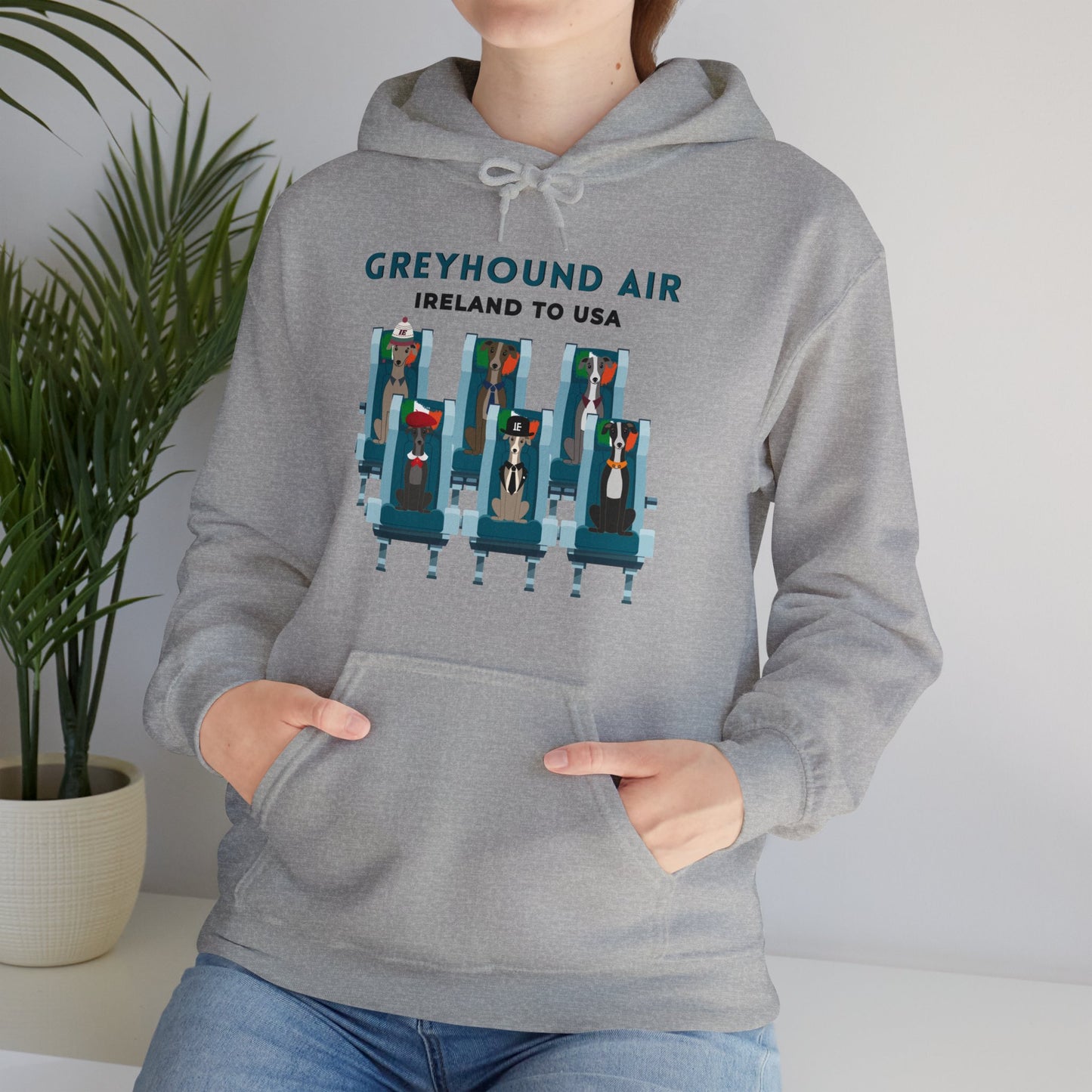 Greyhound Air Hooded Sweatshirt, Ireland to USA Classic Fit, Original Design, Unisex