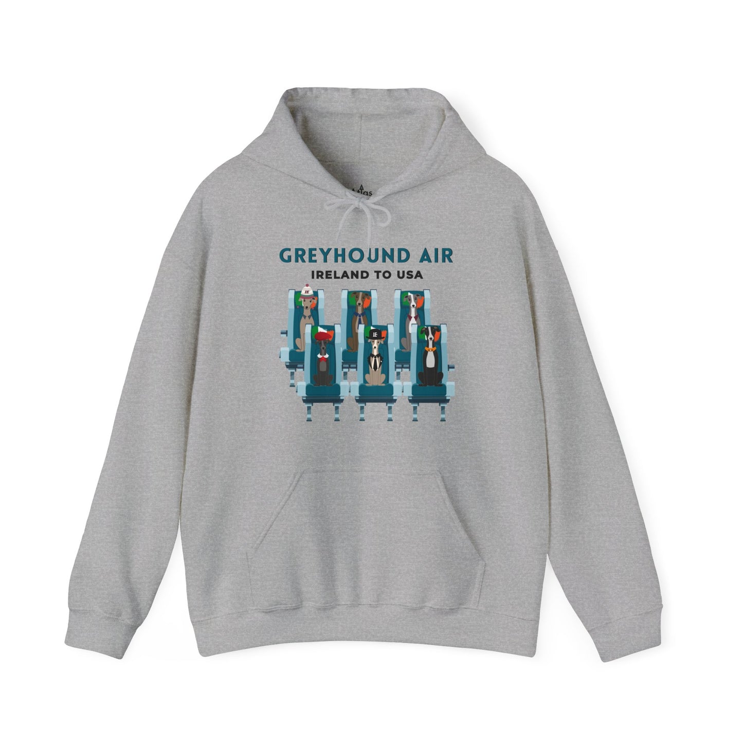 Greyhound Air Hooded Sweatshirt, Ireland to USA Classic Fit, Original Design, Unisex