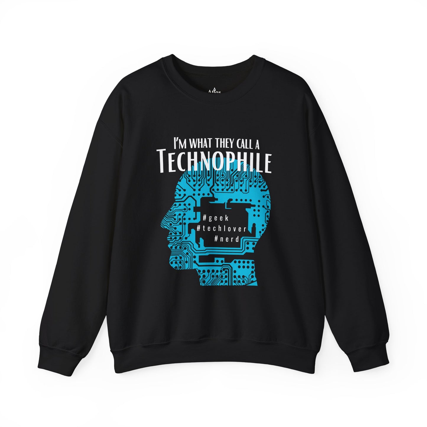 Technophile Sweatshirt Crew Neck Unisex Black Original