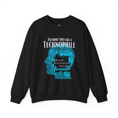 Technophile Sweatshirt Crew Neck Unisex Black Original