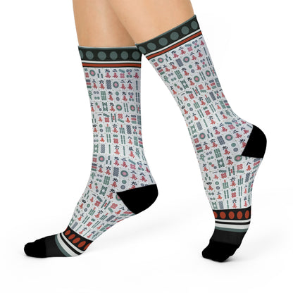 Mahjong Tiles Crew Socks Colorful Unisex Original