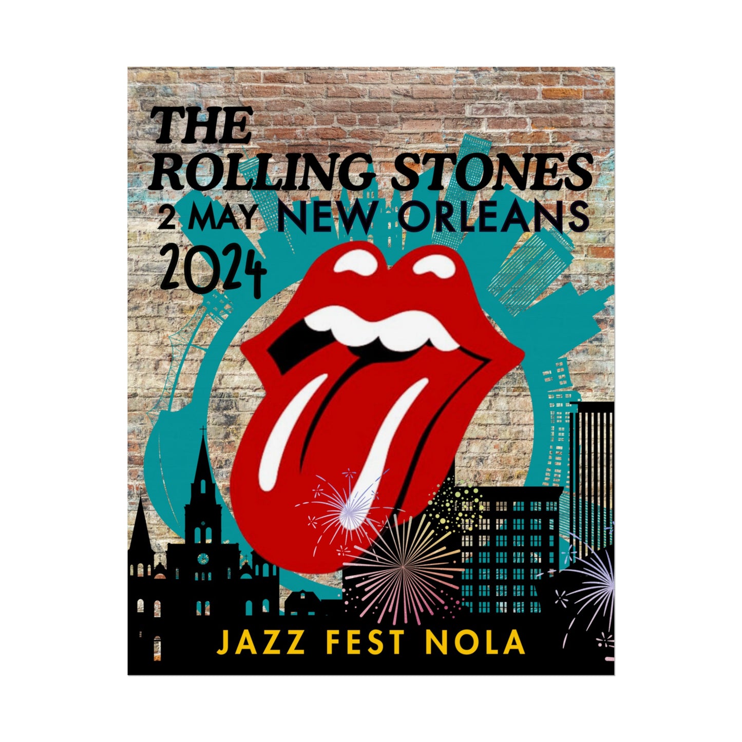 The Rolling Stones Concert Poster Jazz Fest NOLA 16x20 18x24 2 Finishes