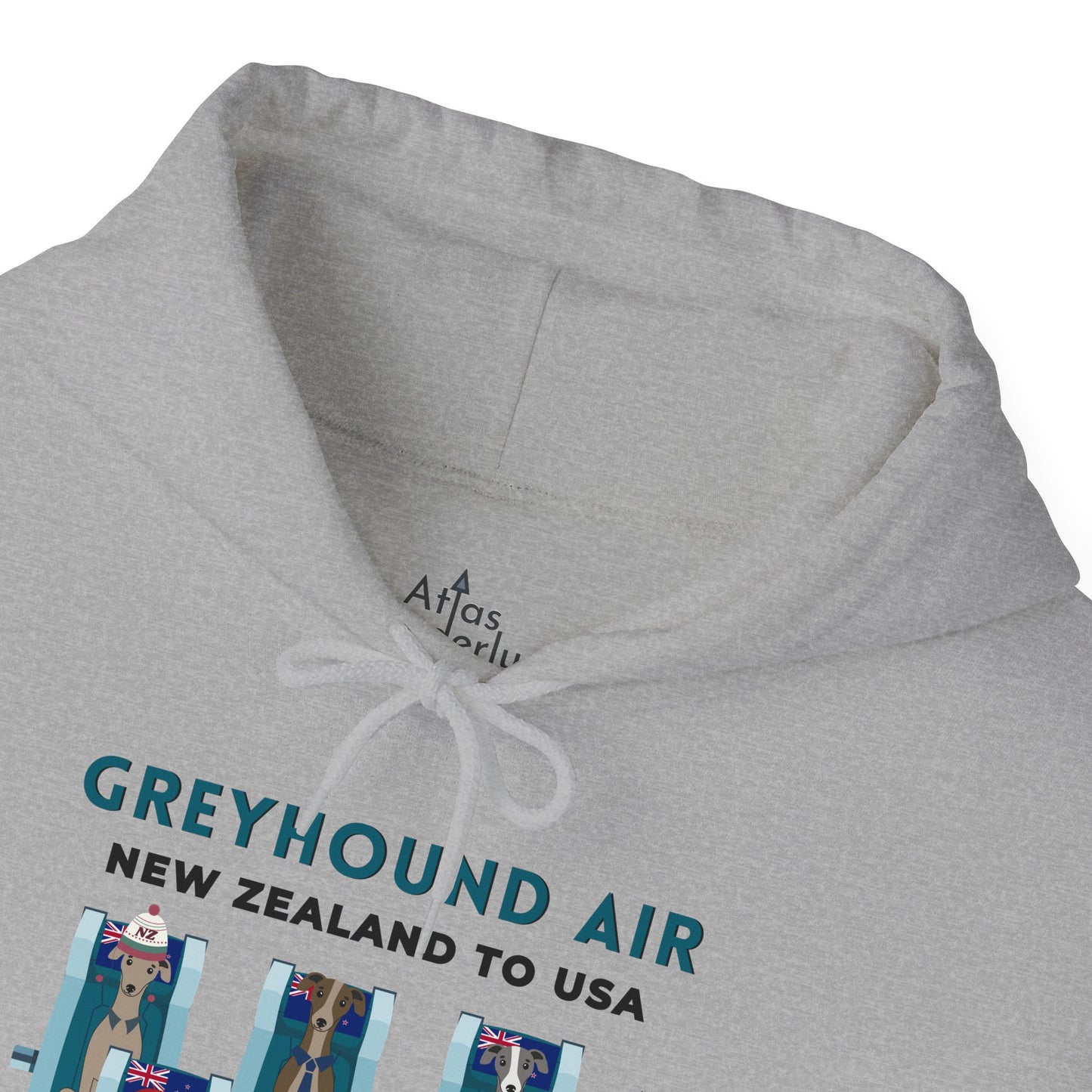 Greyhound Air Hooded Sweatshirt, New Zealand to USA Classic Fit, Original Design, Unisex